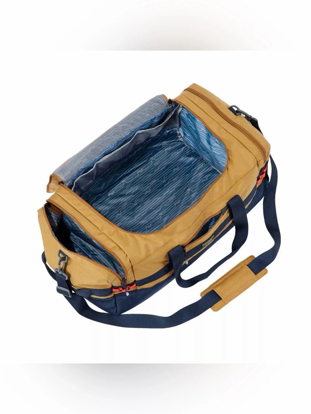 L.L. Bean Golden Tan and Navy Large Travel Duffel